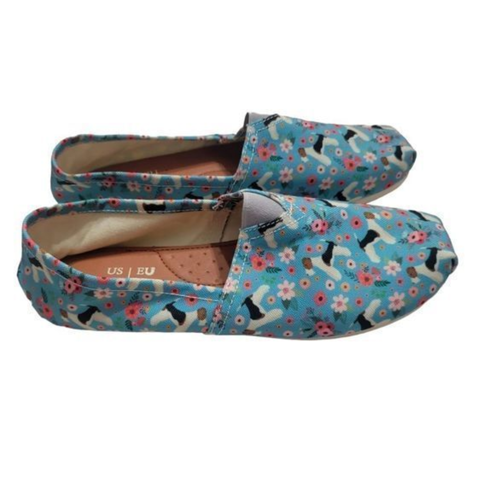 Groove Bags Dog canvas slip on shoes women's size 9 men size 8 blue comfort‎